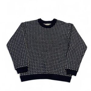 Vintage L.L Bean wool birdseye fisherman sweater navy blue made in Norway L mens